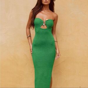 Chic Strapless Green Dress
